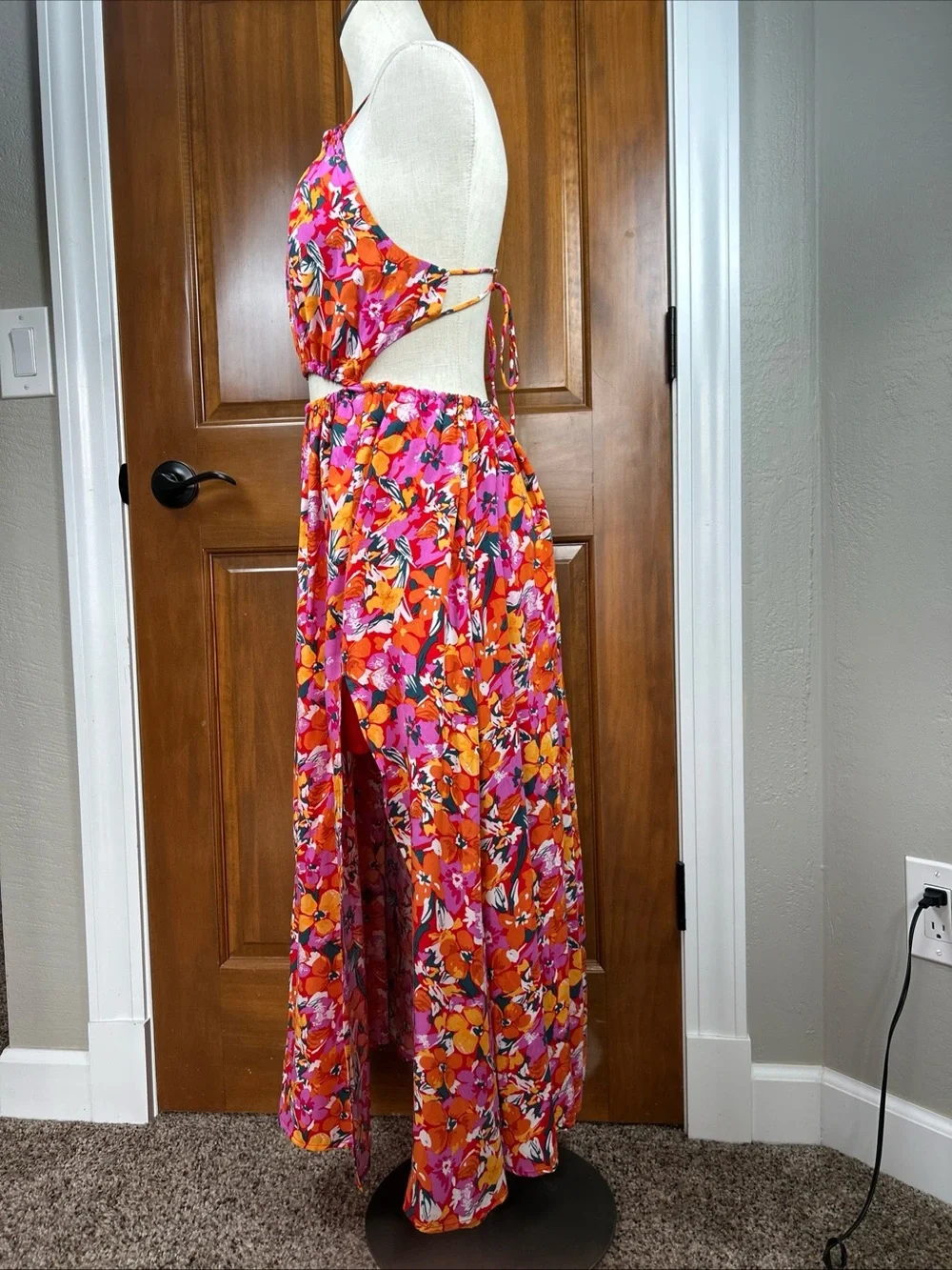 Petal and Pup Women Señorita Print Drop back Maxi Dress Floral Artsy Boho Sz 8 - Picture 7 of 14